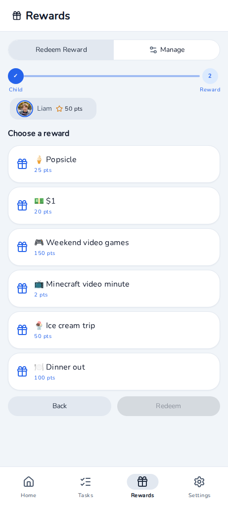 Kipup rewards screen