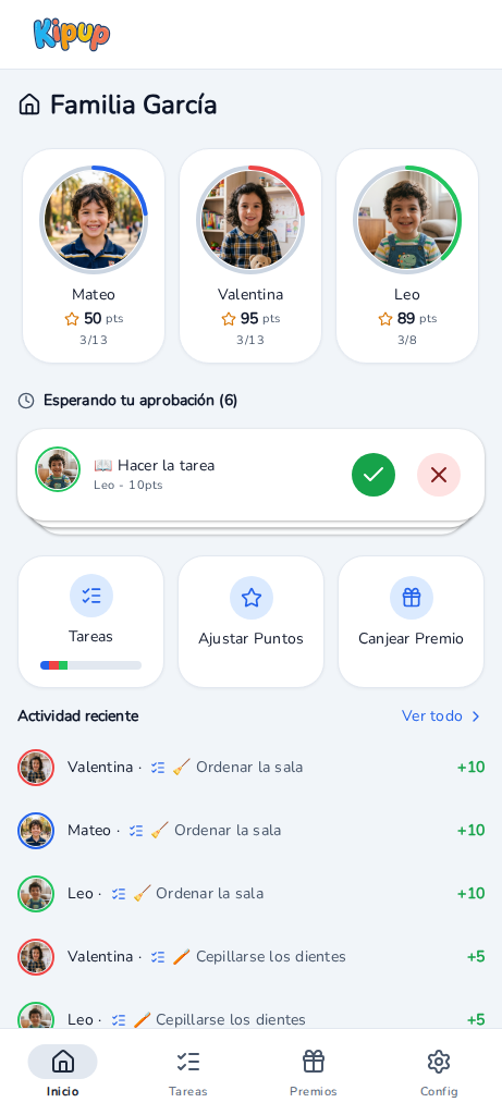 Kipup family dashboard