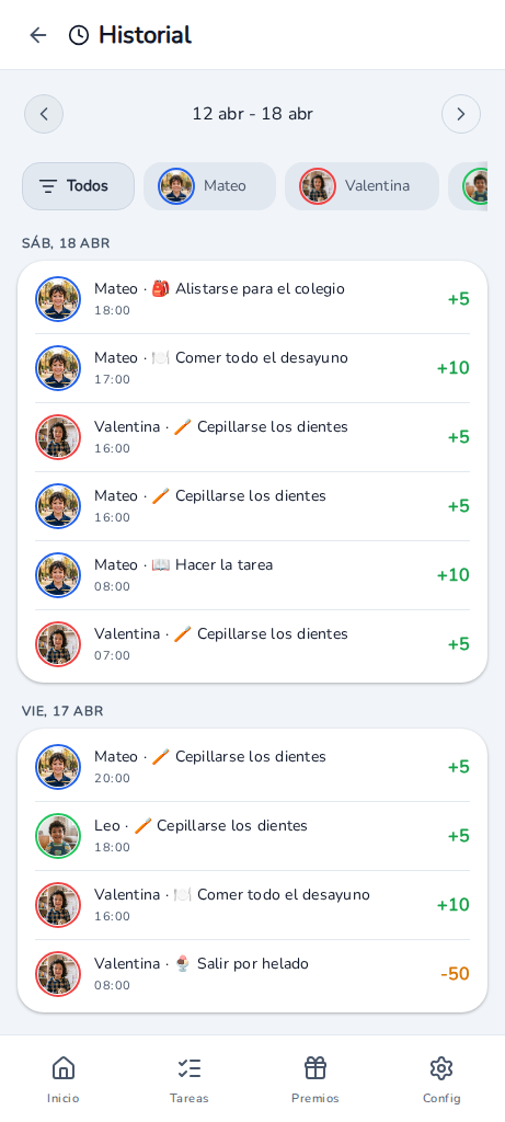 Kipup profile screen