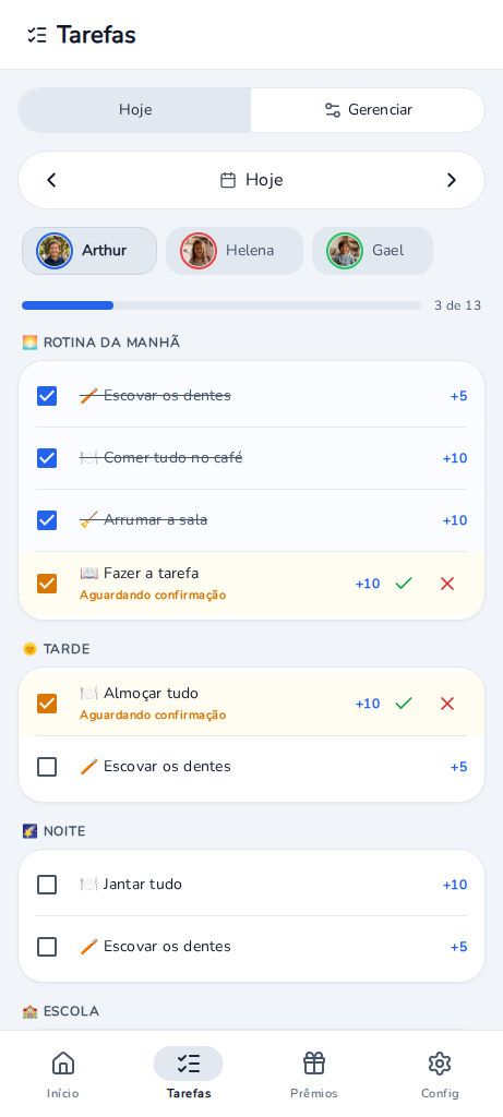 Kipup tasks screen